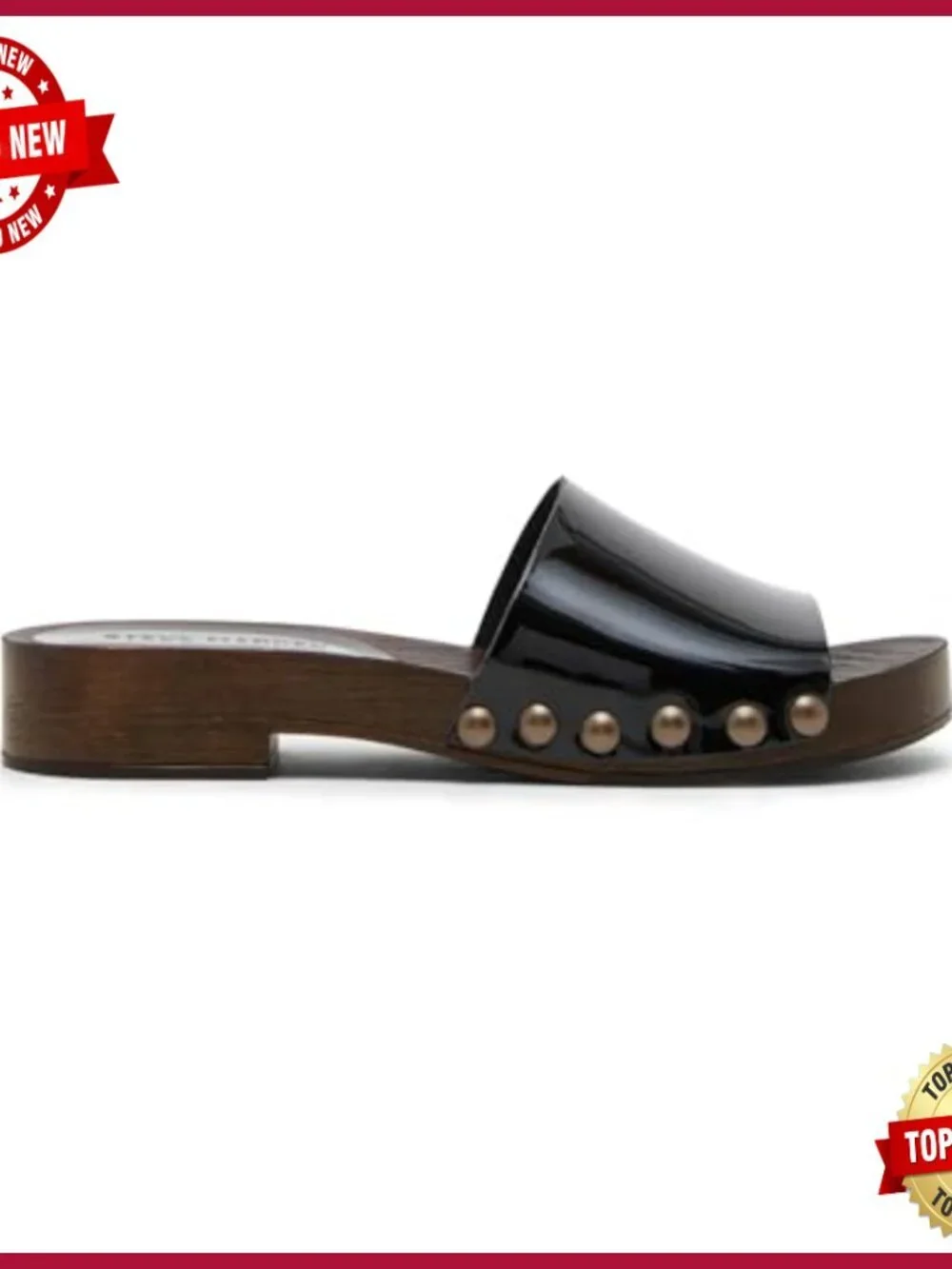 Slide Sandals with Block Heel and Ankle Strap